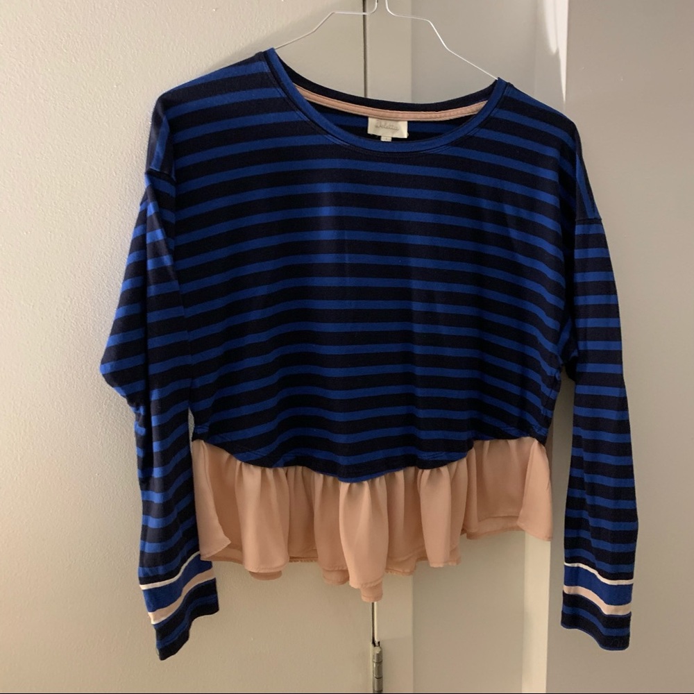 Anthro cropped peplum stripe top